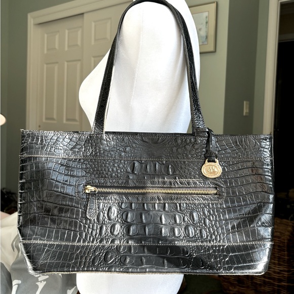 Beautiful Black Crocodial Embossed Leather shoulder bag by...